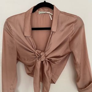 Tie up satin crop top